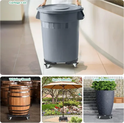 Vista 3 de W B D WEIBIDA Soporte para plantas con ruedas, resistente, base ajustable de rodillo para macetas de 15 a 21 pulgadas, organizador de macetas Negro