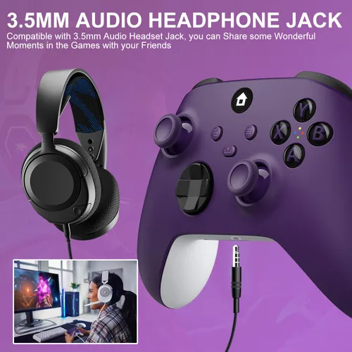 Vista 5 de ADHJIE Xbox One Controller, 2.4GHz Wireless Controller Compatible with Xbox One/One S/One X/Xbox Series S/X/PC with 3.5mm Headphone Jack, Purple