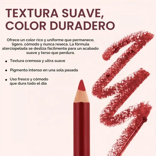 Vista 7 de Palladio Lápiz delineador de labios, de madera, firme pero suave, contornea y delinea con facilidad, labios perfectamente delineados, cómodo
