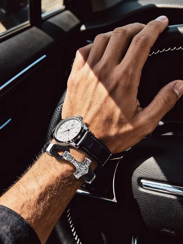 Vista 5 de Bandmax Pulsera trenzada de cuero negro para hombre con colgante gótico punk, pulsera de cuero con hebilla de acero inoxidable, paquete de regalo