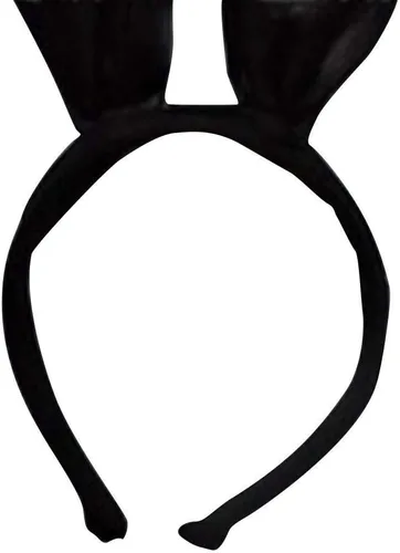 Vista 3 de BinaryABC Diadema con orejas de conejo negro, accesorios de cosplay para fiestas de Halloween (negro)