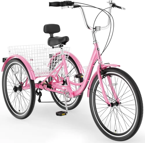Vista 23 de MOONCOOL Adult Tricycles 3 Wheel 7 Speed Trikes, 20/24/26 inch Adult Trikes 3 Wheeled Bike with Basket for Seniors, Women, Men
