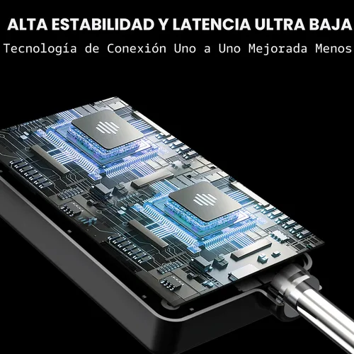 Vista 4 de Micrófonos inalámbricos, micrófono inalámbrico con conexión de chip uno a uno, menos latencia, rango de 200 pies, batería recargable de 40 horas