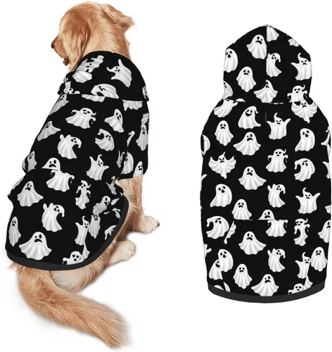 Vista 15 de Disfraz de perro de Halloween, sudadera con capucha con estampado de fantasma de calabaza para invierno, Halloween, cosplay, suéteres con capucha
