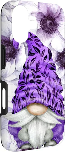 Vista 3 de Unique Purple Gnome with Lilac Anemones Floral Aesthetic Case for iPhone 17