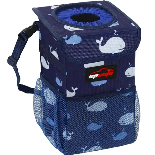 Vista 12 de EPAuto Bote de basura impermeable para automóvil con tapa y bolsillos, 2.5 Negro
