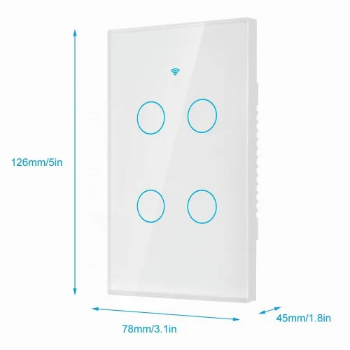 Vista 9 de Interruptor de pantalla táctil WiFi, control de luz inalámbrico inteligente con activación por voz para Google Home y Siri, carga de 4 vías de 2200