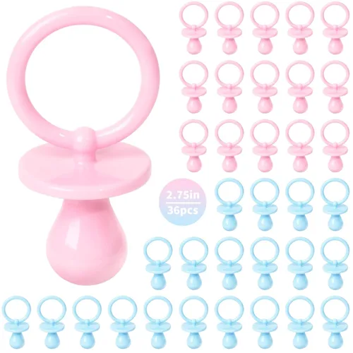 Vista 11 de 36 chupones de plástico para juego de baby shower, chupetes de baby shower de 2.75 pulgadas, chupetes azules para decoración de baby shower