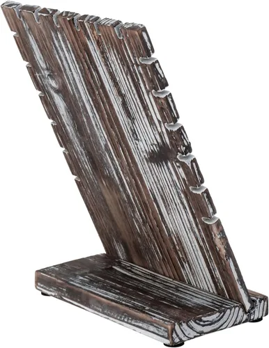 Vista 7 de MyGift Expositor de joyas de madera rústica con alfombrilla acolchada negra sobre tablero extraíble, collar de mesa de pie, pulsera, tobillera