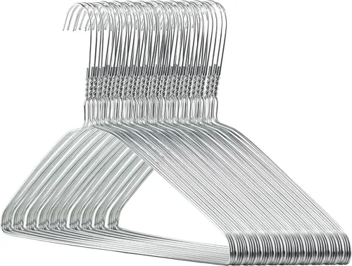 Vista 6 de HANGERWORLD Perchas de alambre de metal plateado de 16 pulgadas de calibre 13 para ropa (10 unidades)