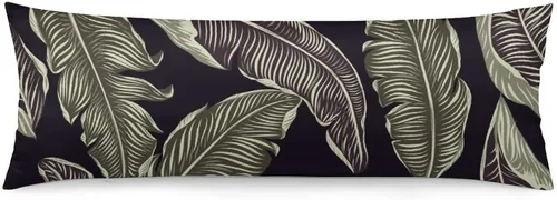 Vista 9 de Funda de almohada corporal de hojas de Monstera tropicales de 20 x 54 pulgadas, funda de almohada personalizada con hojas de palma de selva