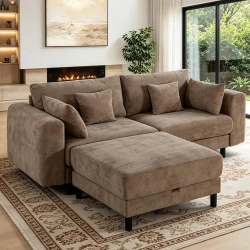 Vista 23 de Sofá de nube de 112.4 pulgadas, sofá modular en forma de L con otomana de Gris