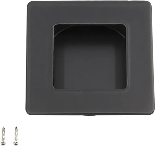 Vista 4 de Homdiy MC009-70BK - Tirador de puerta corredera negro para armario, armario, puerta de bolsillo, tirador de dedo empotrado - MC009-70BK - 1 paquete
