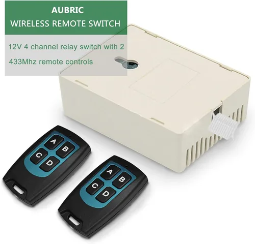 Vista 2 de Interruptor Remoto de Relé de 12V Interruptor de Control Remoto Inalámbrico RF Módulo de Relé de 4 Canales Transmisor de 433Mhz Kit Receptor