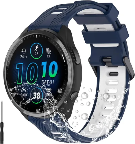 Vista 10 de Miimall Compatible con Forerunner 965 Band, 0.866 in Correa ajustable de silicona suave de repuesto para reloj deportivo Garmin Forerunner 965/965