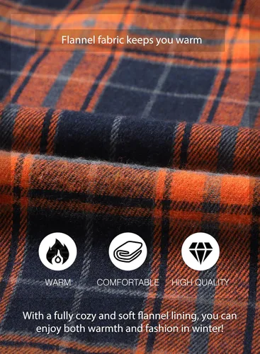 Vista 9 de JMIERR - Camisas de manga larga con botones para hombre, camisa informal de franela de algodón