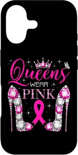 Vista 32 de iPhone 16 Queens Wear Rosa Concientización del Cáncer de Mama Estuche de Cinta Rosa