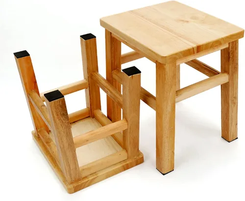 Vista 6 de XJHOME Taburete de madera maciza, taburete de madera maciza, taburete resistente, banco de madera, soporte para plantas, taburete de pesca, taburete