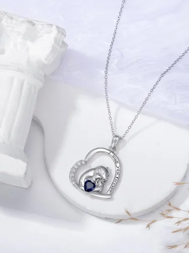 Vista 4 de Sterling Silver Mother Child Jewelry Gifts for Mom from Daughter Son DinosaurPenguinMama BearFoxOwl Pendant Necklace I Love You Forever Family