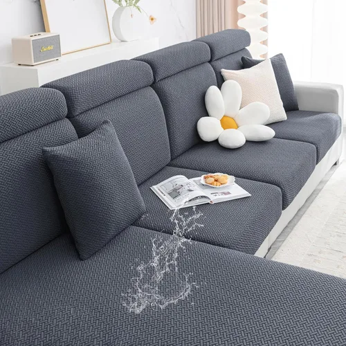 Vista 11 de Smiry - Fundas impermeables para cojines de sofá, fundas de cojín elásticas de jacquard gruesas para sofá, protector de muebles elástico lavable