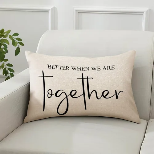 Vista 50 de Better When We are Together - Fundas de almohada lumbar de 12 x 20 pulgadas con citas divertidas de algodón y lino para sofá, decoración de sala