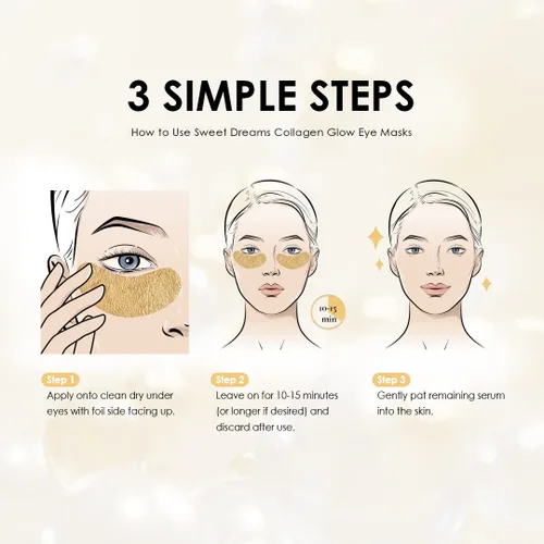 Vista 4 de Sweet Dreams - Máscaras de colágeno para ojos dorados, parches debajo de los ojos para ojos hinchados + máscara de labios de vainilla Sweet Dreams