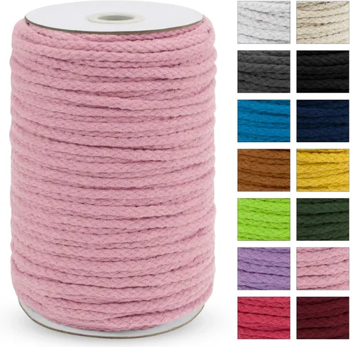 Vista 22 de JeogYong Cuerda trenzada de macramé de 0.197 in x 295 pies, cuerda de algodón trenzada natural de 8 hebras, cuerda de macramé de colores para colgar