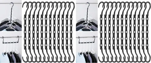 Vista 12 de Mr. Pen - Perchas de ahorro de espacio para ropa, 12 piezas, color negro, perchas de plástico para ropa que ahorran espacio, 5 ranuras, ganchos