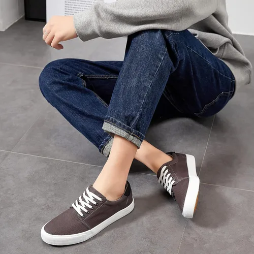 Vista 5 de yageyan Zapatos de lona para hombre Zapatillas bajas Zapatillas blancas de moda para hombre Zapatos casuales