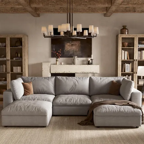 Vista 19 de Sofá modular Cloud de 110 pulgadas con funda lavable, sofá modular de asiento profundo para sala de estar, sofá modular de gran tamaño con almohada