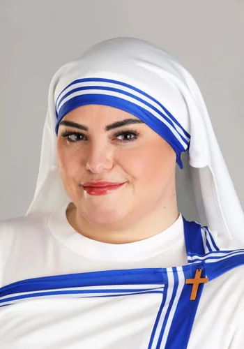 Vista 3 de Disfraz de Madre Teresa para Mujer Talla Plus Multicolor
