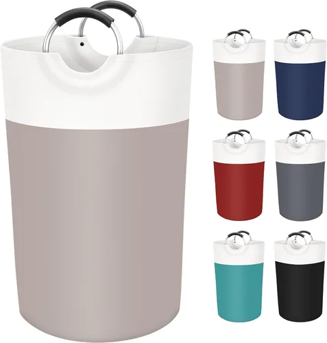 Vista 13 de BlissTotes - Canasta de lavandería de 75 litros, cesta de ropa independiente, cesta de ropa sucia plegable, tela impermeable con asas de aluminio