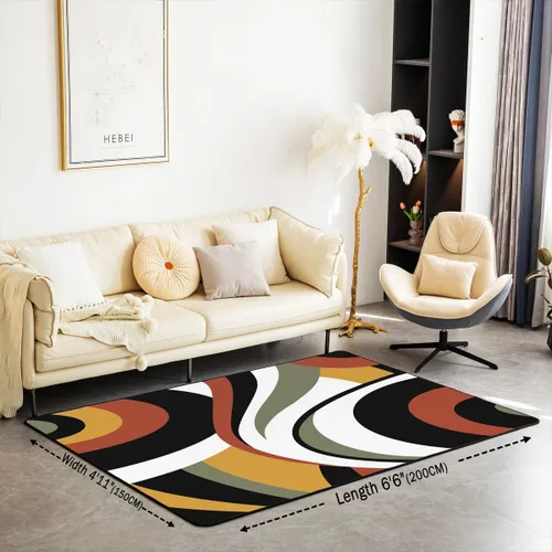 Vista 2 de Alfombra de área en espiral colorida de 3 x 5 pies, abstracta y moderna geométrica, decoración de remolinos, antideslizante, para hombres, mujeres