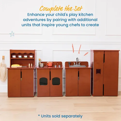 Vista 5 de ECR4Kids Refrigerador de Cocina de Juguete, Juego de Madera, Nogal Oscuro