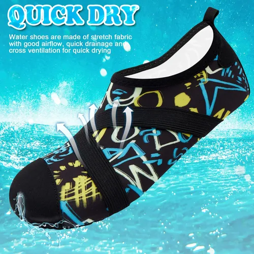 Vista 5 de VIFUUR Zapatos de agua para hombre y mujer, calcetines acuáticos de secado rápido para playa, natación, yoga, deportes al aire libre