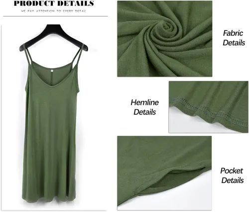 Vista 4 de MISFAY - Vestido de verano para mujer, con tirantes delgados, bolsillos y vuelo, estilo informal, salida de baño para playa