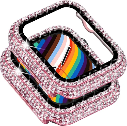 Vista 8 de Surace - Carcasa de 1.49 pulgadas compatible con Apple Watch con protector de pantalla, caja protectora general con diseño de diamantes brillantes