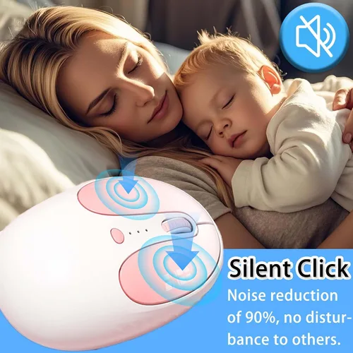 Vista 4 de Ratón Bluetooth inalámbrico, bonito diseño de orejas de conejo, doble modo recargable, silencioso, portátil, ergonómico, 1600 DPI, kawaii cómodo