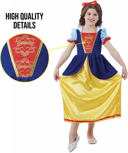 Vista 4 de fun shack Disfraz de princesa de los enanos de nieve para niñas, disfraz de cuento de hadas de Halloween para niñas