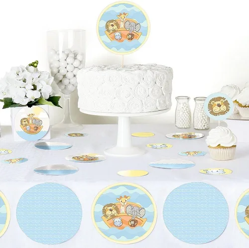 Vista 4 de Big Dot of Happiness Noah's Ark - Confeti circular gigante para baby shower o fiesta de cumpleaños, decoraciones para fiestas, confeti grande, 27