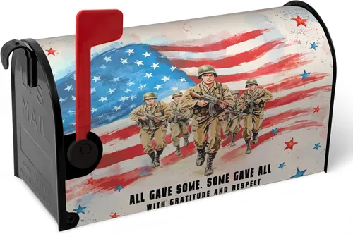 Vista 24 de Funda magnética para buzón patriótico de verano del 4 de julio, cubierta para buzón de bandera de Estados Unidos, diseño floral, Día