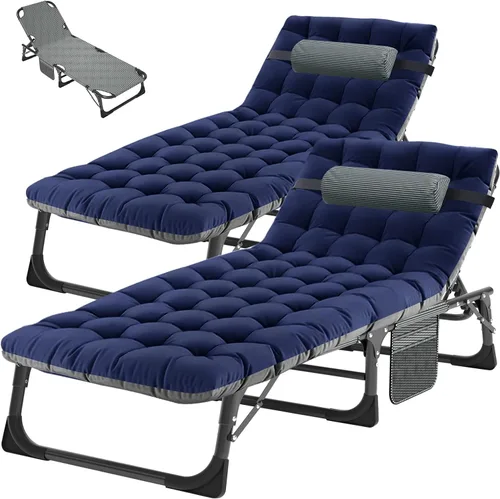 Vista 20 de ABORON - Silla de bronceado 3 en 1 extragrande con tapete y reposabrazos, tumbonas plegables resistentes, 5 posiciones para exteriores, para playa