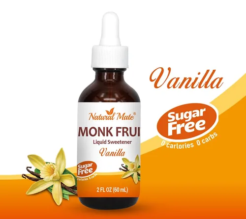 Vista 2 de Edulcorante líquido saborizado de fruta de monje optimizado con eritritol 2oz - Sabor vainilla 1 paquete