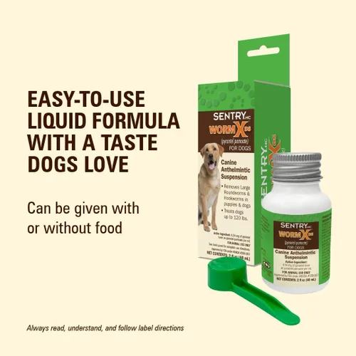 Vista 4 de SENTRY HC WormX DS (pamoato de pirantel) antihelmíntico canino para perros, 2 oz Ideal for Dogs up to 120 lbs; Precise Weight-Based Dosing