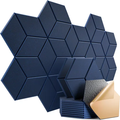 Vista 118 de Paquete de 22 paneles acústicos autoadhesivos de 12 x 10 x 0.4 pulgadas, paneles de espuma a prueba de sonido con alta densidad, diseño forrado