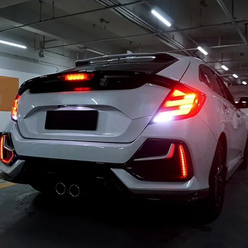 Vista 4 de HCmotion Conjunto de luces traseras LED para Honda Civic 10Th Gen Hatchback Tipo R FK7 FK8 2016-2021 con señal secuencial, animación LED DRL Start