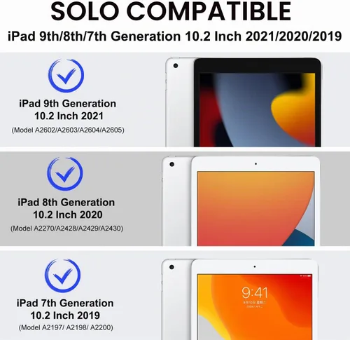 Vista 2 de OKP Funda para iPad de 9ª generación 2021/8ª generación 2020/7ª generación 2019 de 10.2 pulgadas, funda con visión multiángulo, cuero PU con soporte