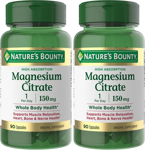 Vista 9 de Nature's Bounty Citrato de magnesio, suplemento de magnesio de alta absorción para la salud de todo el cuerpo con 150 mg de magnesio, vegetariano