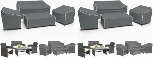 Vista 10 de Gasadar Funda Impermeable para Muebles de Exterior, Fundas de Juego de Muebles de Patio para Sofá Biplaza, Silla y Mesa de Centro, 600D Resistente