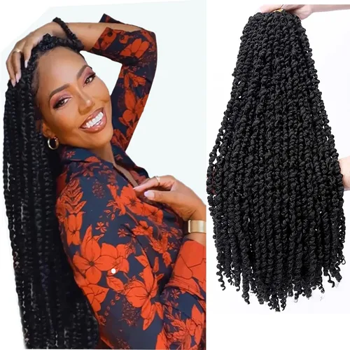 Vista 28 de Cabello Corto PassionTwist de 8 Pulgadas Cabello Pre-retorcido Passion Twists Cabello de Ganchillo Pre-enrollado Cabello Rizado de Ganchillo para 1b